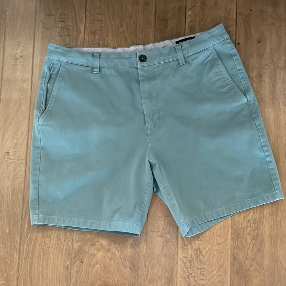 Bonobos Men’s Cotton Shorts Sage Green Hidden Zip Pocket Size 35